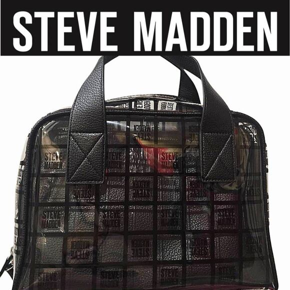 Steve Madden Handbags - Steve Madden Block Logo Solid & Clear Cosmetic Case